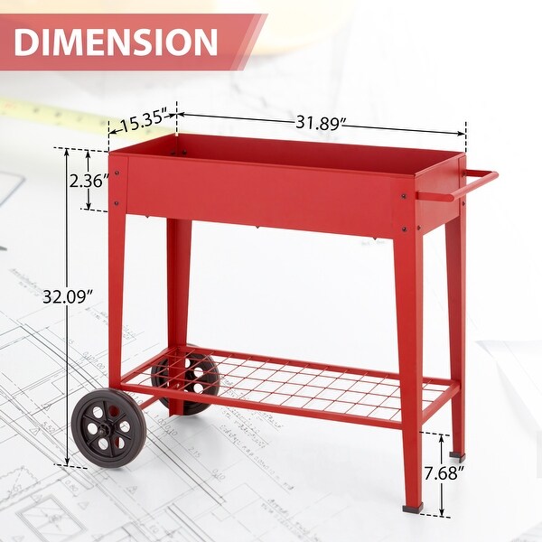 Metal Raised Planter Box with Legs Outdoor Elevated Garden Bed On Wheels for Vegetables Flower Herb