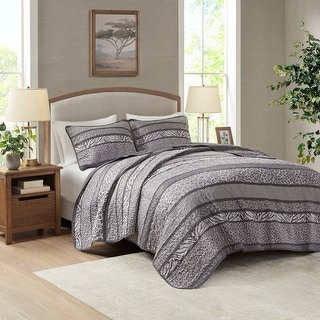 Madison Park Kenneth 3-Piece Reversible Jacquard Coverlet Set Gray