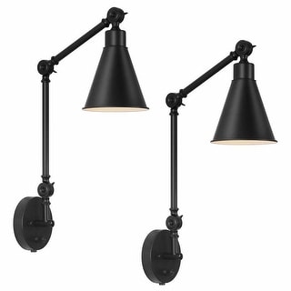 2 Pack Swing Arm Sconces in Black (Bulbs Not Included)