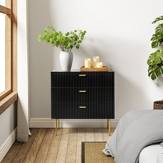 Gilb Modern 3-Drawer Dresser Nightstand with Metal Legs By HULALA HOME