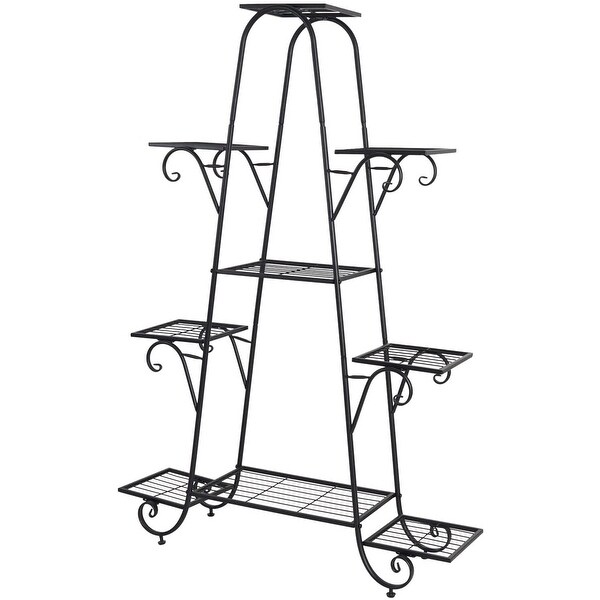 9 Tier Metal Plant Stand Heavy Duty Flower Planter Pot Display Rack - W 36.5" x H 51.2" x D 9.72"