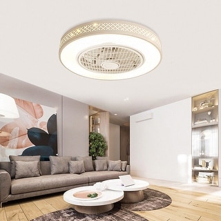 20In Enclosed Timing Dimmable LED Low Profile Flush Mount Ceiling Fan