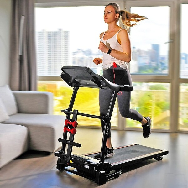 Ksports 16 Inch Wide Foldable Home Treadmill w/ Bluetooth & Fitness Tracking App