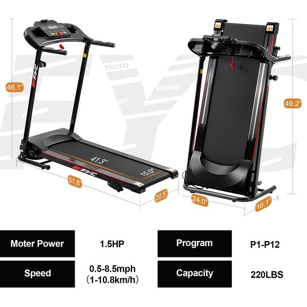 Home Gym Electric Compact Treadmill Foldable with Bluetooth and Incline