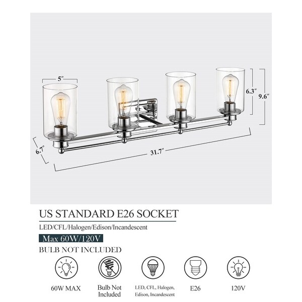 Bathroom Vanity Light,Wall Sconce Lamp Over Mirror with Clear Glass Shade