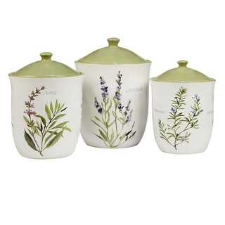 Certified International Fresh Herbs 3-Piece Canister Set, 52 oz., 74 oz., 96 oz. - 52 oz., 74 oz., 96 oz.