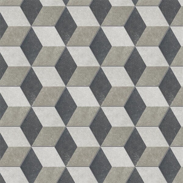 Merola Tile Traffic Hex 3D Grey 8.63" x 9.86" Porcelain Floor and Wall Tile