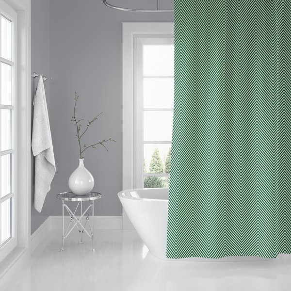 DEEP CHEVRON GREEN Shower Curtain By Kavka Designs