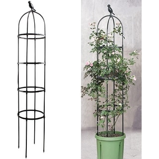 6.2ft Garden Obelisk Trellis, Lightweight Rust Proof Plastic Coated Metal Tall Tower Trellis Stand, Black