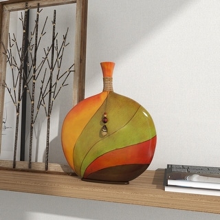 Multicolor Earth Tone Polystone Flat Spouted Tall Vase