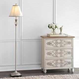 SAFAVIEH Lighting 61-inch Antiqued Floral Wood Floor Lamp - 13"x13"x61"