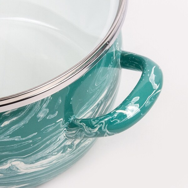 STP Goods 4.2-qt Shake Turquoise and White Enamel on Steel Pot