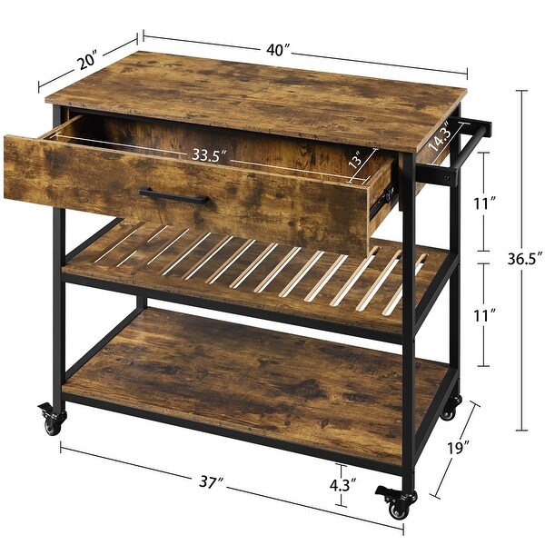 Yaheetech 3-Tier Rolling Kitchen Island Cart with Storage Drawer