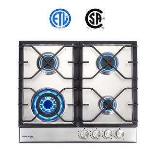 Gasland Chef GH60SF Built-in Gas Stove Top, Stainless Steel LPG, Natural Gas 24" Cooktop, 4 Sealed Burners, ETL - Silver