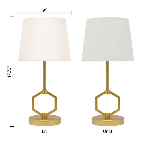 Set of 2 Zelda River of Goods Gold-Painted Metal 17.5-Inch Candlestick Table Lamps with White Fabric Empire Shades