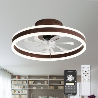 Flush Mount Ceiling Fan with Dimmable Light, 6-Speed Low Profile Ceiling Fan with Remote and APP Control