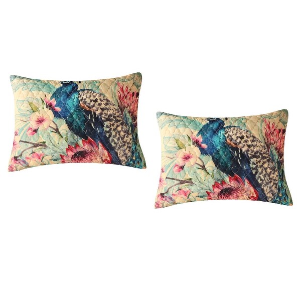 Barefoot Bungalow Eden Peacock Quilted Pillow Sham Set (Set of 2)