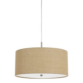 Addison Iron 60-watt 3-light Drum Pendant Light Fixture with Beige Burlap Shade