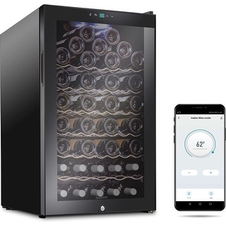 Ivation Wine Cooler with Wi-Fi, Large Black Freestanding Wine Fridge