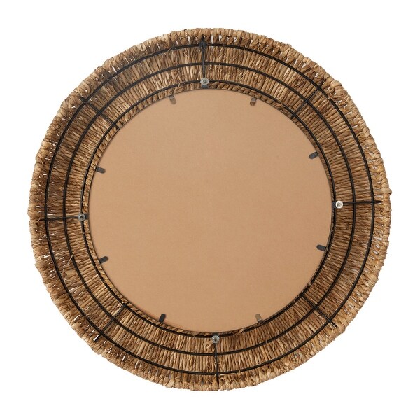 Brown Rattan Bohemian Wall Mirror