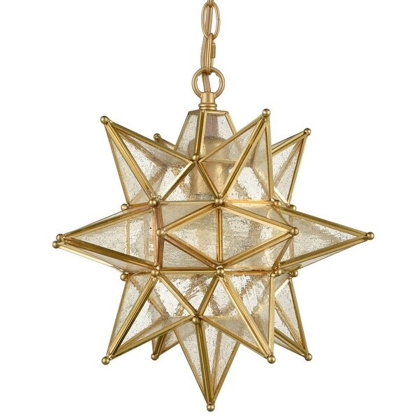 Ibiza Moravian Star Pendant Light Chandelier Seeded Glass 13-Inches