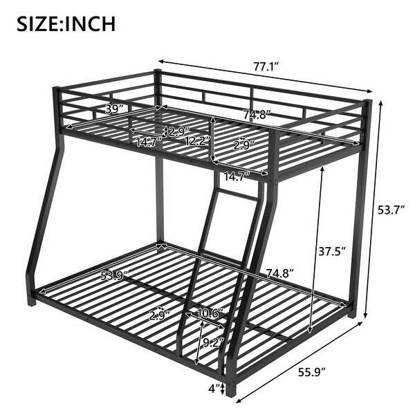 Metal Floor Bunk Bed,Twin over Full