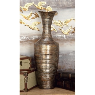 Dark Brown Bamboo Traditional Vase 23 x 8 x 8