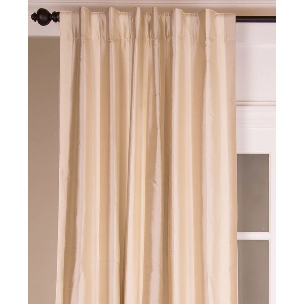 Pure Silk Dupioni Striped Curtain Panel, Lined and Interlined - Single Room Darkening Curtain Panel