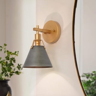 Modern 1-Light Gold Armed Wall Sconces Vanity Light for Bathroom Bedroom Hallway - D 7.5" x H 10"