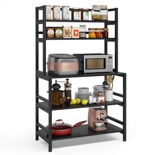 5-Tier Kitchen Bakers Rack with Hutch, Microwave Oven Stand Storage Shelf Organizer