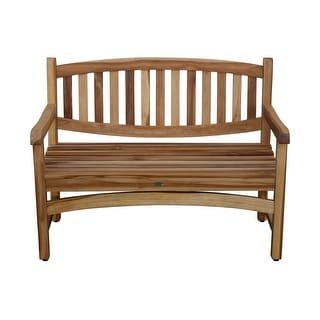 EcoDecors Kent Bench Natural Teak Wood Outdoor Garden Bench Patio Bench with Armrests and Backrest 47-inch wide