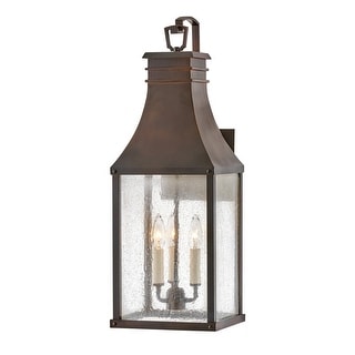 Hinkley Beacon Hill Collection Three Light Outdoor Large Wall Mount Lantern, Blackened Copper