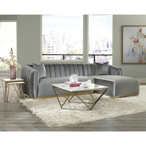 Coaster Furniture Grisby Silver 2-piece Channeled Tufted Back Sectional