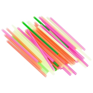 Chef Craft 50 Piece 8" Long Neon Milkshake / Smoothie Straws Set - Assorted Colors