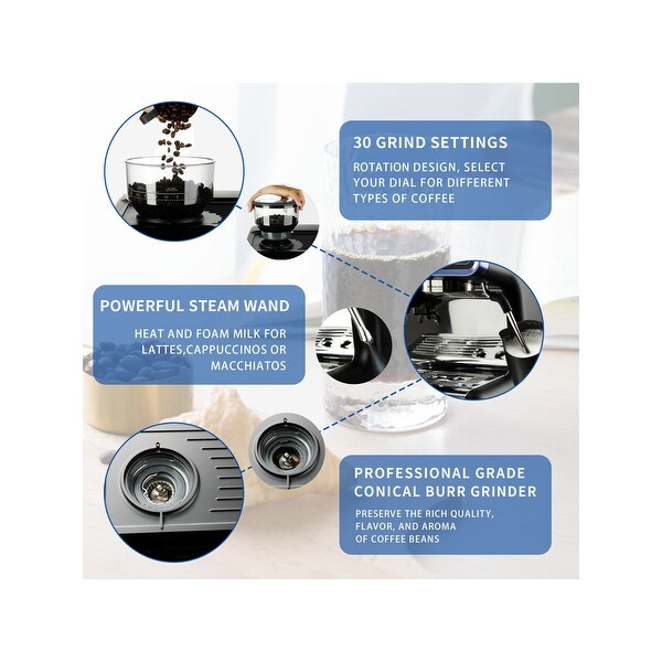 Cyetus Espresso Machine with Coffee Grinder and Milk Steam Wand