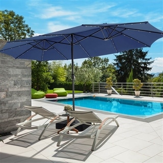 15 Ft Double-Sided Patio Umbrella with 48 LED Lights