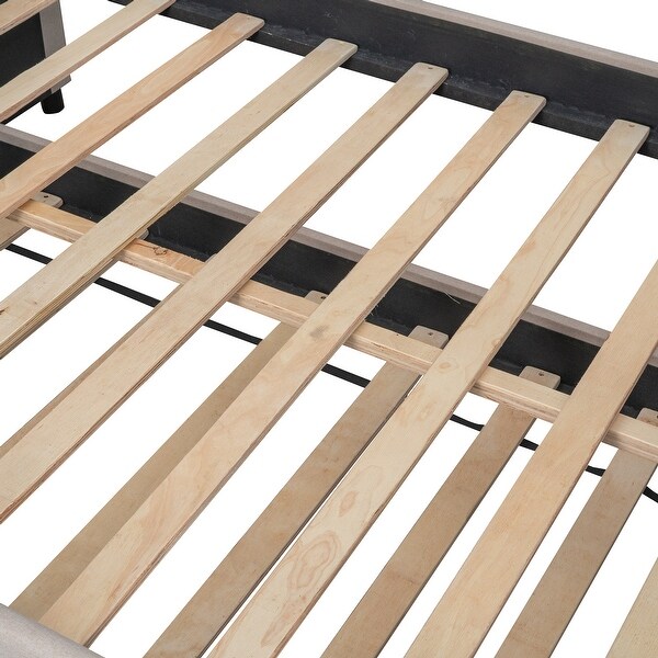 Full Upholstered Daybed with Twin Trundle & Wood Slat Support