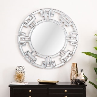 Abbyson Pierre Silver Round Wall Mirror