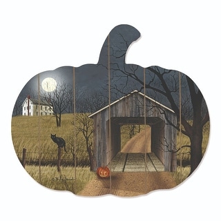 17" Blue Gray Sleepy Hollow Bridge Hanging Pumpkin Halloween Wall Decor
