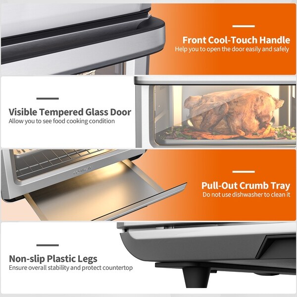 Costway 21QT Convection Air Fryer Toaster Oven 8-in-1 w/ 5 Accessories - 16'' x 16'' x 14''