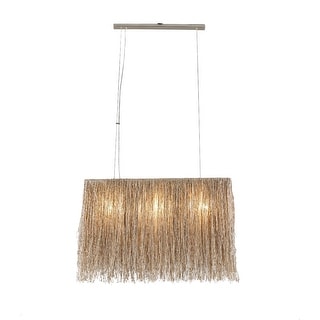 Bali Boho Jute Rectangle Hanging Pendant Light - 3' x 6" x 2'