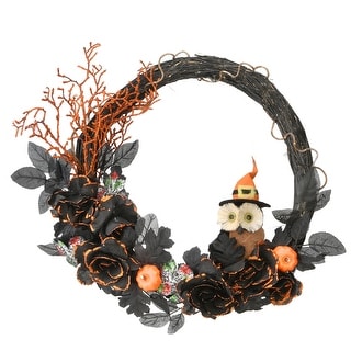 19" Halloween Decorated Owl Wreath