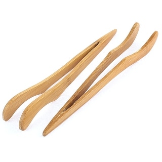 Office Teahouse Bamboo Teacup Clamp Clip Tong Holder 18cm Long 2pcs - Wood Color - 7" x 0.6"( L*W)