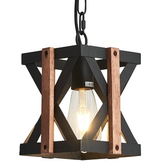 Farmhouse Pendant Lighting for Kitchen Island Wood Cage Pendant Light
