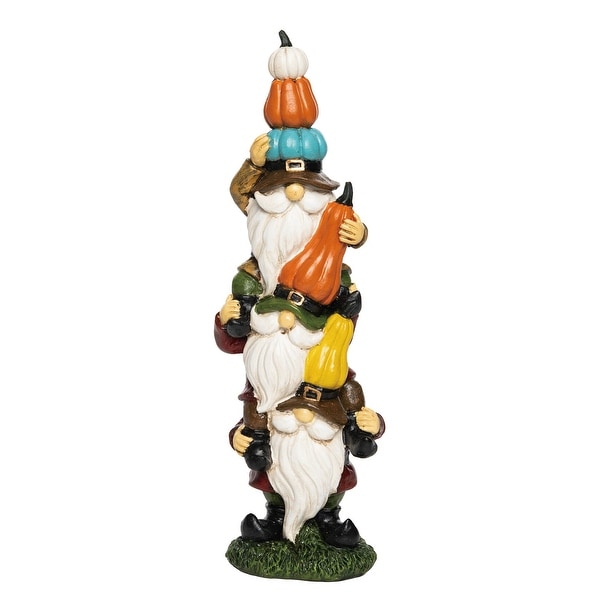 Transpac Resin 11.75 in. Multicolored Harvest Stacking Gnomes Decor
