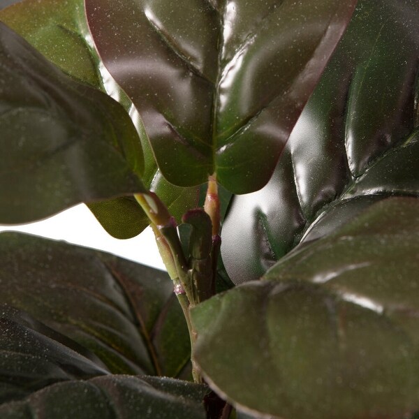 Vickerman 17" Red and Green Artificial Fiddle Leaf Fig Plant in Pot.