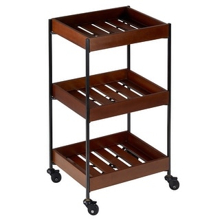 Winslow River of Goods Wooden Slat and Black Metal Storage Cart