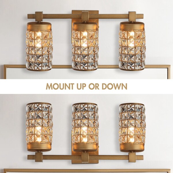 Modern Brass 3-Light Crystal Bathroom Vanity Lights Wall Sconce