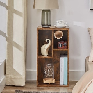 VECELO Three Open Cube Wooden Bookshelf Organizer, Nightstands/small bookcase