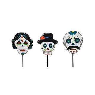 Spooky Town Day Of The Dead 22 Inch Sugar Skulls Outdoor Led Pathway Markers Halloween Décor